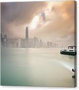 Victoria Harbour In The Mist Canvas Print