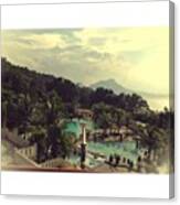 #view #lake #mountain #swimmingpool Canvas Print