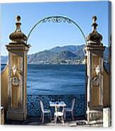 View Of Lake Como From A Patio Canvas Print