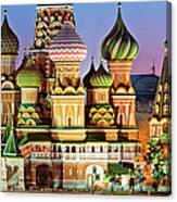 View Of St. Basils Cathedral At Night Canvas Print