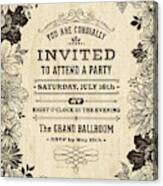 Vintage Floral Frame Invitation Canvas Print