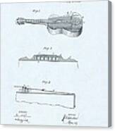 Guitar Patent Drawing On Blue Background #11 Canvas Print