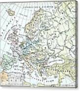 Vintage Map Of Europe 1899 Canvas Print