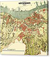 Vintage Map Of Gothenburg Sweden 1888 Canvas Print