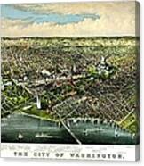 Vintage Map Of The City Of Washington Canvas Print