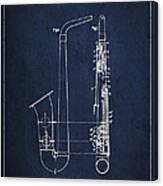 Saxophone Patent Drawing From 1899 - Blue Canvas Print