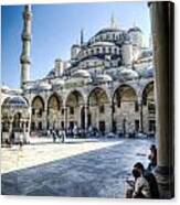 Visitors At The Blue Mosque Canvas Print