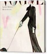 Vogue Cover Featuring A Woman Walking A Dog Canvas Print