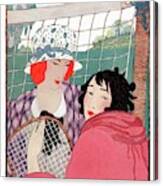 Vogue Cover Illustration Of Two Women In Front Canvas Print