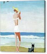 Vogue Magazine Cover Featuring A Woman On A Beach Canvas Print