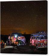 Vw Microbuses Camping Under The Desert Stars Canvas Print