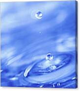 Water Drops In Blue Canvas Print