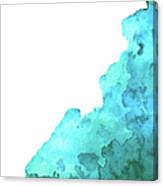 Watercolor Blue Green Grunge Paint Stain Canvas Print