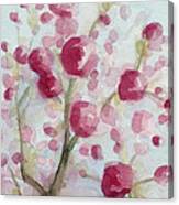 Watercolor Painting Of Pink Cherry Blossoms Canvas Print