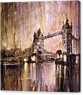 Watercolor Painting Of Tower Bridge London England Canvas Print