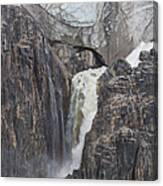 Waterfall Flowing From A Glacier Into Canvas Print