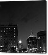 Wausau After Dark With The Crescent Moon Looking On Canvas Print