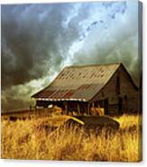 Weathered Barn  Stormy Sky Canvas Print