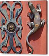 Weathered Brass Door Handle Of Medieval Europe Canvas Print
