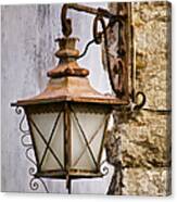 Weathered Wrought Iron Street Lamp Of Medieval Europe Canvas Print