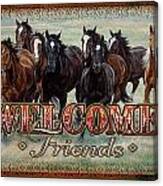 Welcome Friends Horses Canvas Print