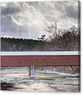 West Cornwall Covered Bridge Winter Canvas Print