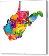 West Virginia Map Canvas Print