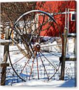 Wheel And Fence Canvas Print