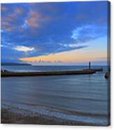 Whitby Harbour Entrance At Sunset Canvas Print