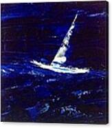 White Boat - Dark Sea And Sky Canvas Print