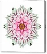 White And Pink Dahlia I Flower Mandala White Canvas Print