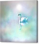 White Swan In The Fog Canvas Print