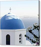 White Walled With Blue Dome Church In Canvas Print