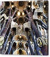 Wide Panorama Of The Interior Ceiling Of Sagrada Familia In Barcelona Canvas Print