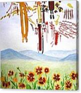 Wildflowers And Rock Art At Halo Shelter Canvas Print