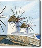 Windmills Of Mykonos Canvas Print