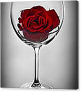 Wine Glass With Rose Canvas Print