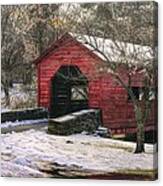 Winter Crossing In Elegance - Carroll Creek Covered Bridge - Baker Park Frederick Maryland Canvas Print