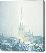 Winter In Old Town Canvas Print