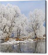 Winter Landscape On The River Canvas Print