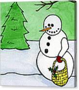 Winter Snowman Canvas Print