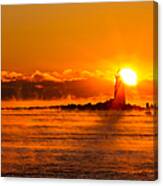 Winter Sunrise Whaleback Light Canvas Print