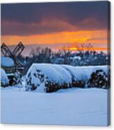 Winter Sunset On The Farm Canvas Print