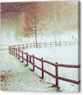 Winter Tree With Fence Canvas Print