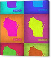 Wisconsin Pop Art Map 2 Canvas Print
