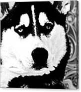 Wolf Dog Black  White B W Canvas Print