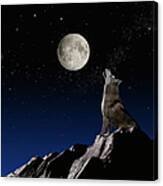 Wolf Howling At Moon Canvas Print