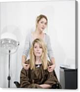 Woman At Hairdresser Canvas Print