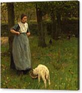 Woman From Laren With Lamb Canvas Print