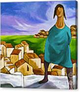 Woman On Village Steps Canvas Print